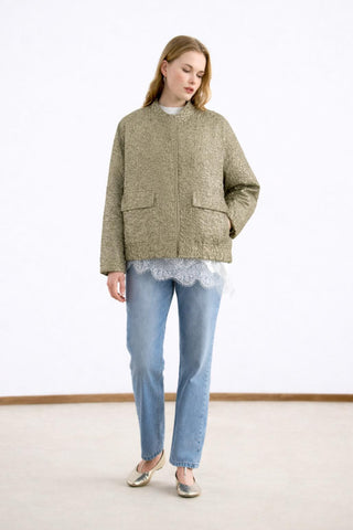 Niola Taffeta Jacquard Jacket Gold