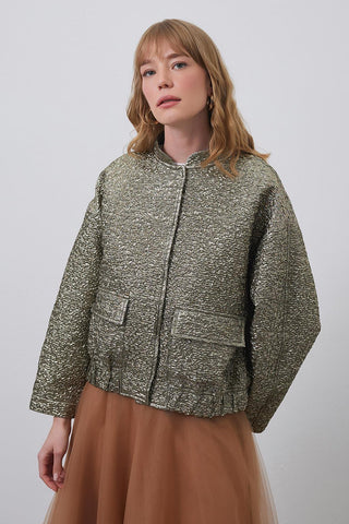 Niola Taffeta Jacquard Jacket Gold