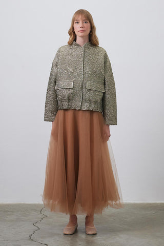 Niola Taffeta Jacquard Jacket Gold