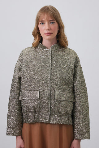 Niola Taffeta Jacquard Jacket Gold