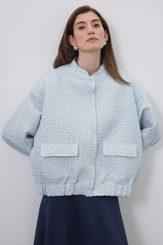 Niola Taffeta Jacquard Jacket Silver