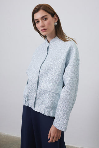 Niola Taffeta Jacquard Jacket Silver