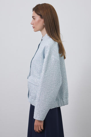 Niola Taffeta Jacquard Jacket Silver