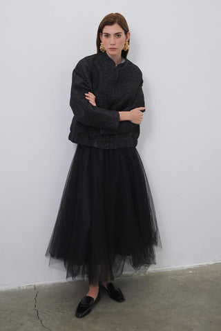 Niola Taffeta Jacquard Jacket Black