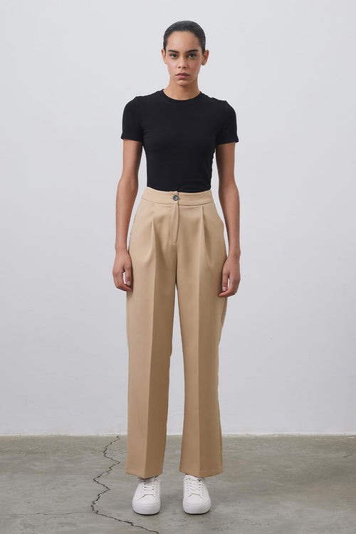 Nora Fit Palazzo Trousers Beige