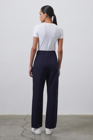 Nora Fit Palazzo Trousers Navy Blue