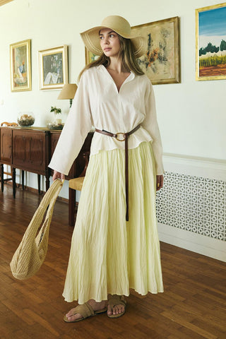 Nora Pleated Skirt Lemon Yellow