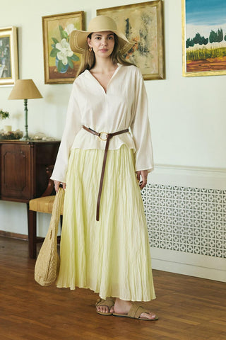 Nora Pleated Skirt Lemon Yellow