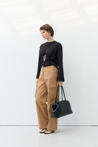 Nova Clasp Leather Bag Black