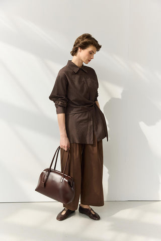 Nova Clasp Leather Bag Brown