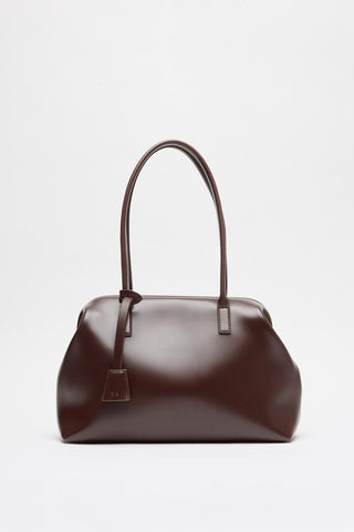 Nova Clasp Leather Bag Brown