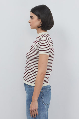 Noya Thin Striped Summer Knitwear Burgundy
