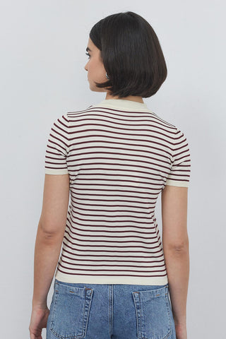 Noya Thin Striped Summer Knitwear Burgundy