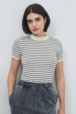 Noya Thin Striped Summer Knitwear Gray