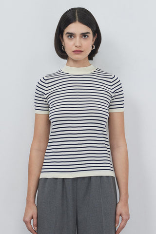 Noya Thin Striped Summer Knitwear Indigo