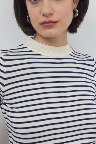 Noya Thin Striped Summer Knitwear Indigo