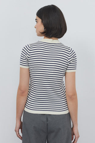 Noya Thin Striped Summer Knitwear Indigo