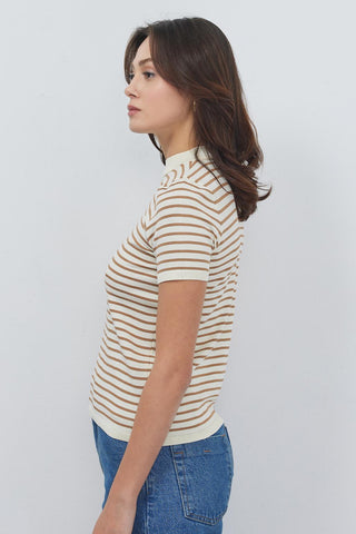 Noya Thin Striped Summer Knitwear Mink