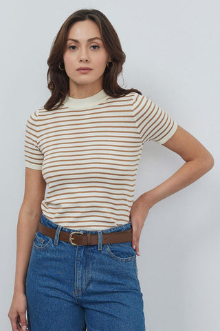 Noya Thin Striped Summer Knitwear Mink