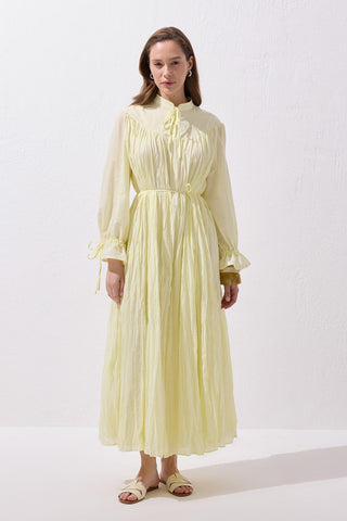 Odri Crinkle Voile Maxi Dress Lemon Yellow