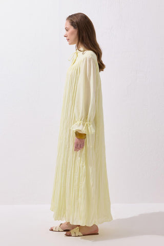 Odri Crinkle Voile Maxi Dress Lemon Yellow