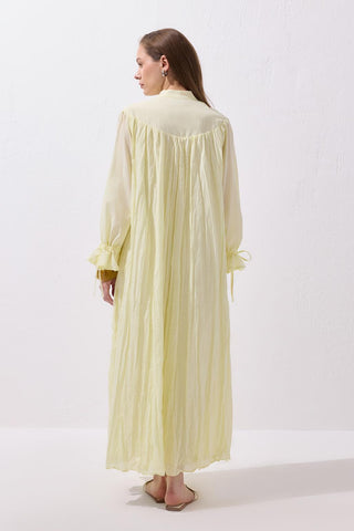 Odri Crinkle Voile Maxi Dress Lemon Yellow