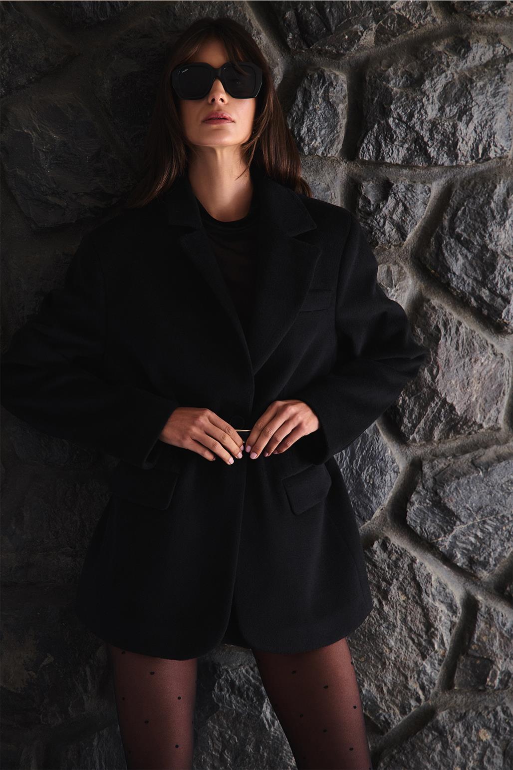 Old Wool Cashmere Coat Black