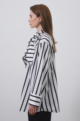 Oli Scarf Striped Shirt Black