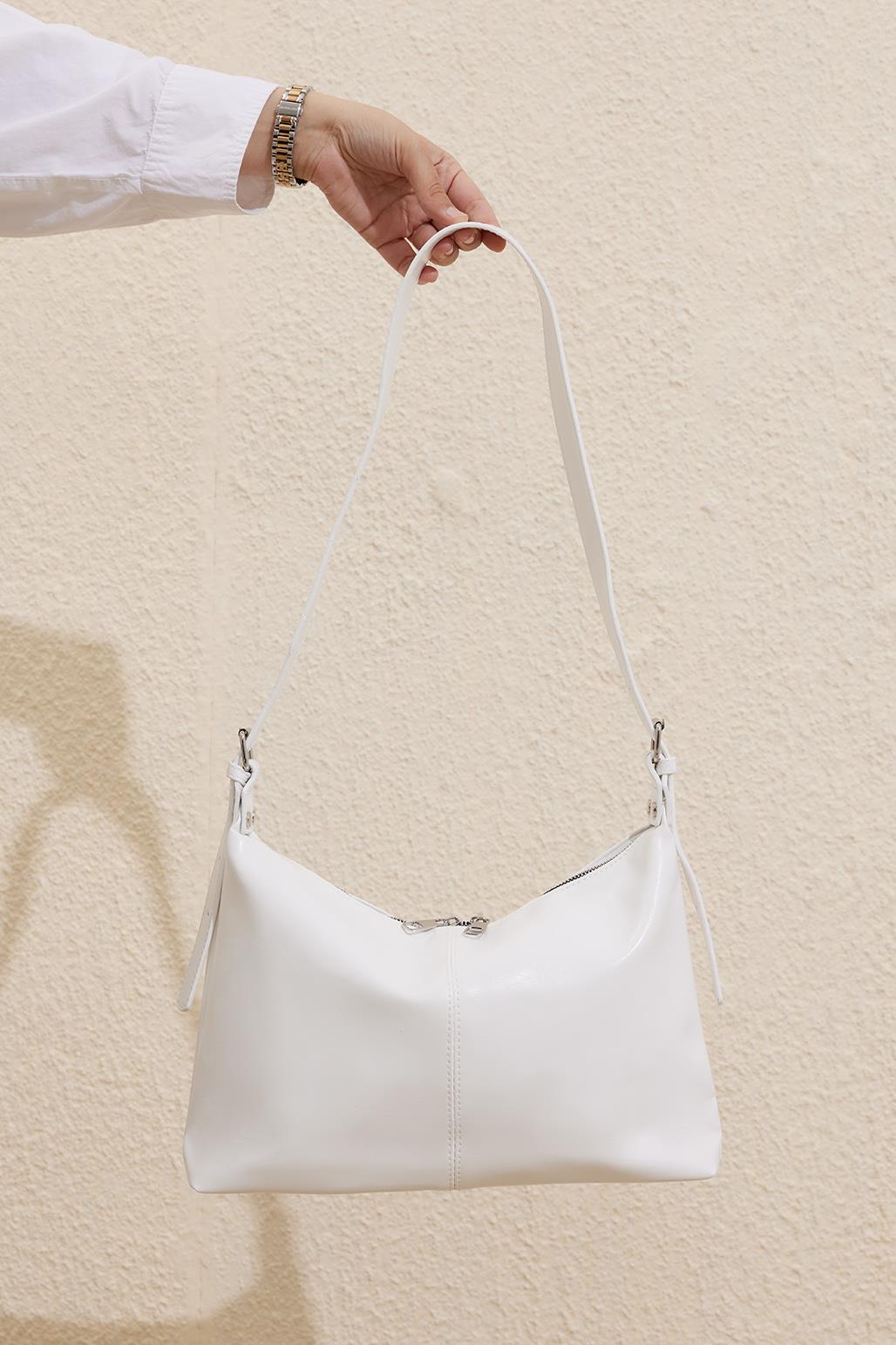 Olivia Leather Crossbody Bag White