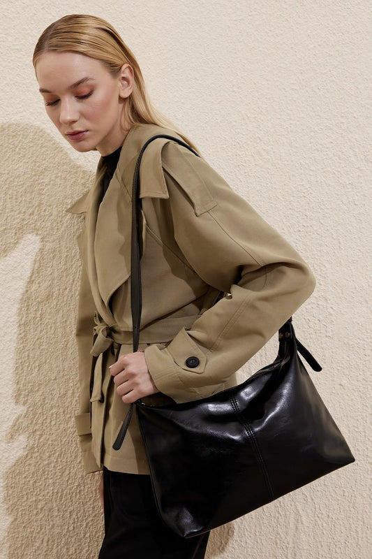 Olivia Leather Crossbody Bag Black
