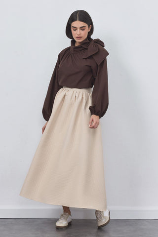 Olivia Poplin Blouse Chocolate Brown