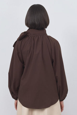 Olivia Poplin Blouse Chocolate Brown