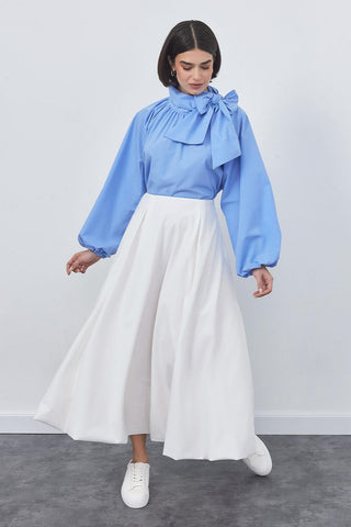 Olivia Poplin Blouse Ocean Blue