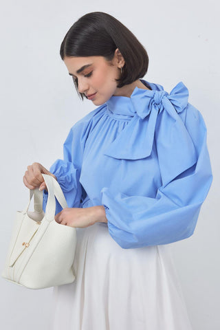 Olivia Poplin Blouse Ocean Blue