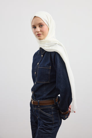 Organic Crash Scarf Ecru