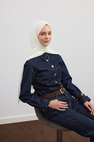 Organic Crash Scarf Ecru