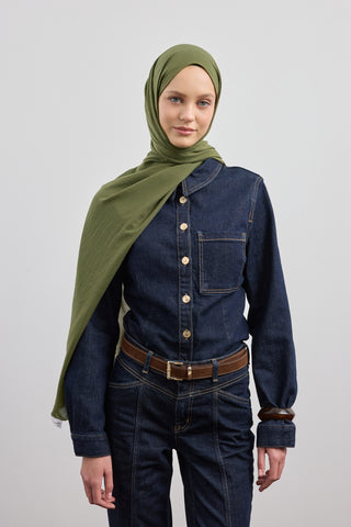 Organic Crash Scarf Khaki Green