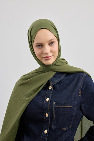 Organic Crash Scarf Khaki Green