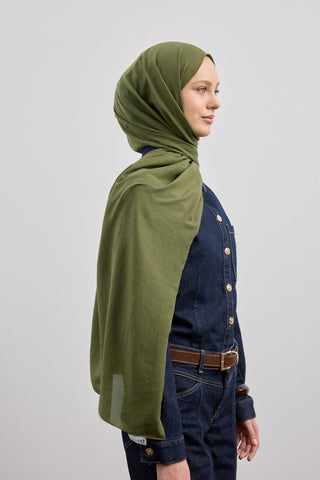 Organic Crash Scarf Khaki Green