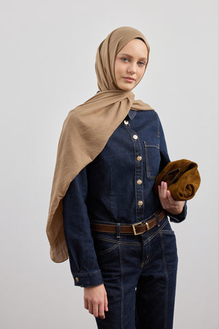 Organic Crash Scarf Milky Brown