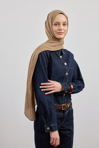 Organic Crash Scarf Milky Brown