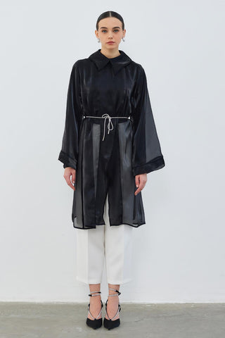 Organza Collar Tunic Black