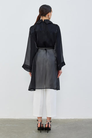 Organza Collar Tunic Black
