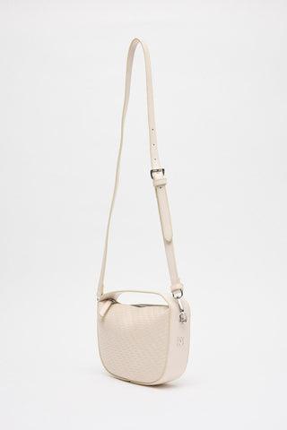 Braided Detail Leather Baguette Bag Ecru