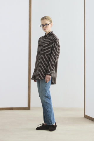 Oversized Striped Shirt Brown
