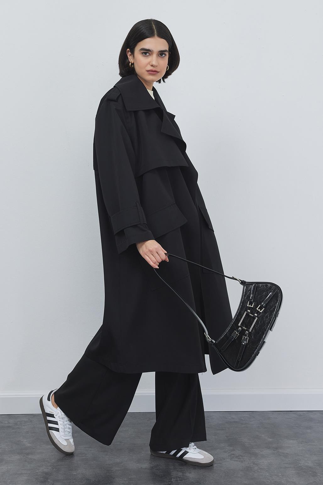 Oversize Tood Trench Black