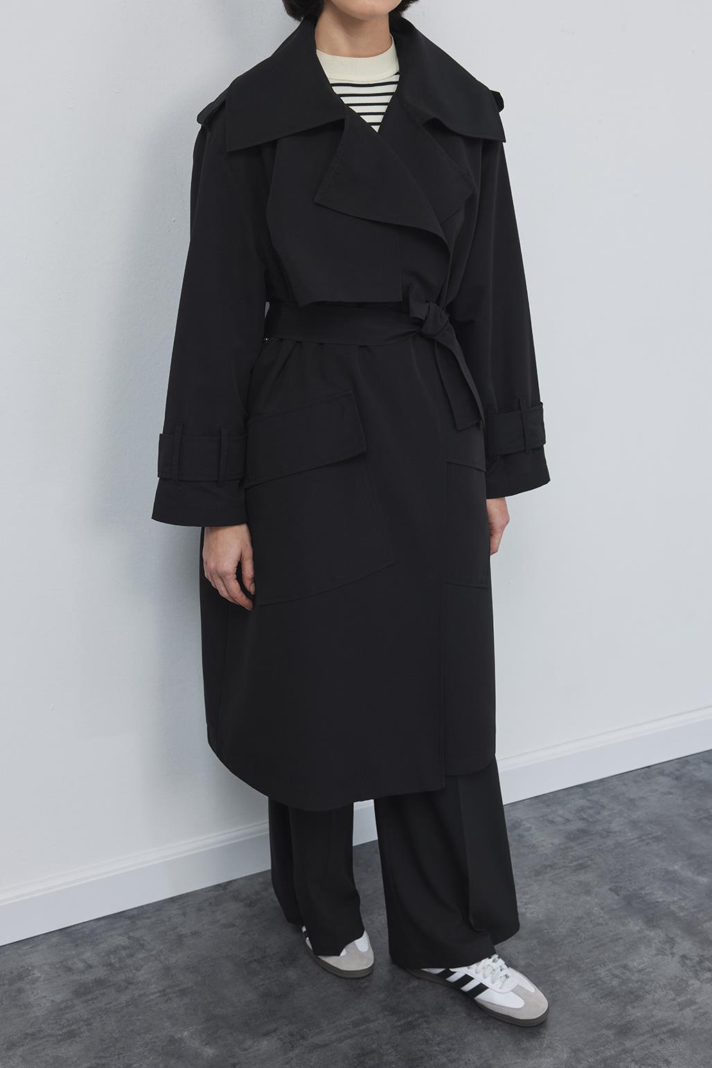 Oversize Tood Trench Black