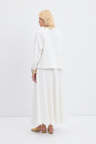 Oversize Side Slit Cropped Sweatshirt Ecru