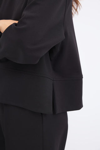 Oversize Side Slit Cropped Sweatshirt Black