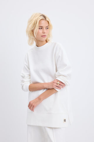Oversize Side Slit Sweatshirt Ecru